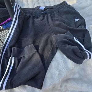 Adidas Mens Thick Cotton  Charcoal Joggers with White Stripes 3X
